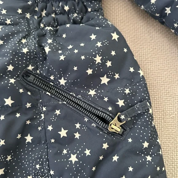 Lands End girls winter coat navy with stars szM 10y-12y - Picture 3 of 6